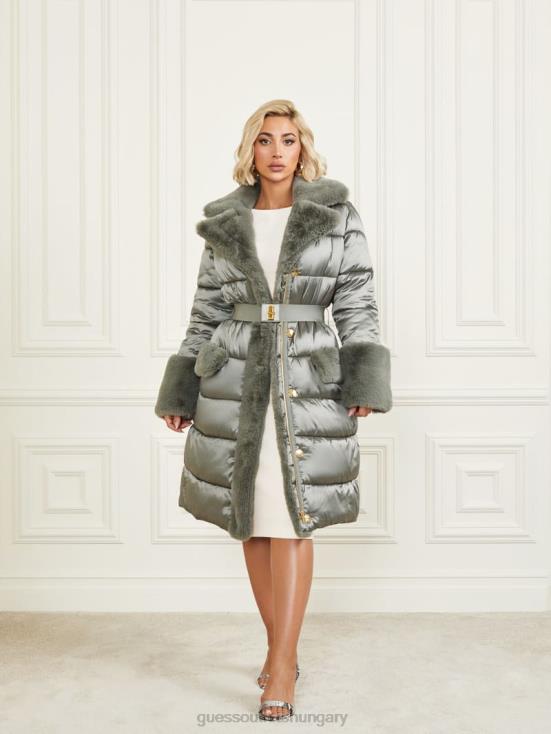 GUESS General Brown Multi 8ZX4F1907 Bessie Long Puffer Coat