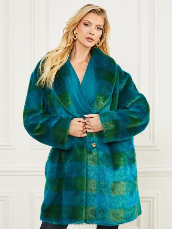 GUESS Green And Bermuda Blue 8ZX4F1911 Rochelle Coat