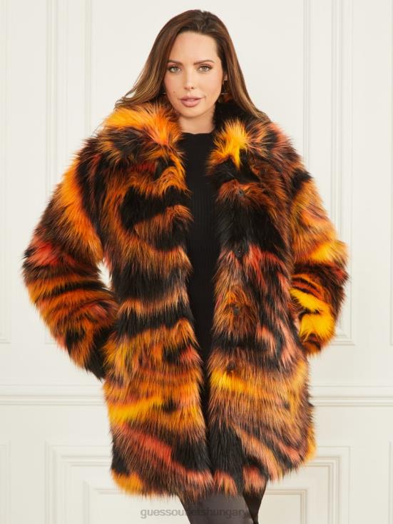 GUESS Night Animal Jacquard 8ZX4F1927 Kierra Faux-Fur Coat