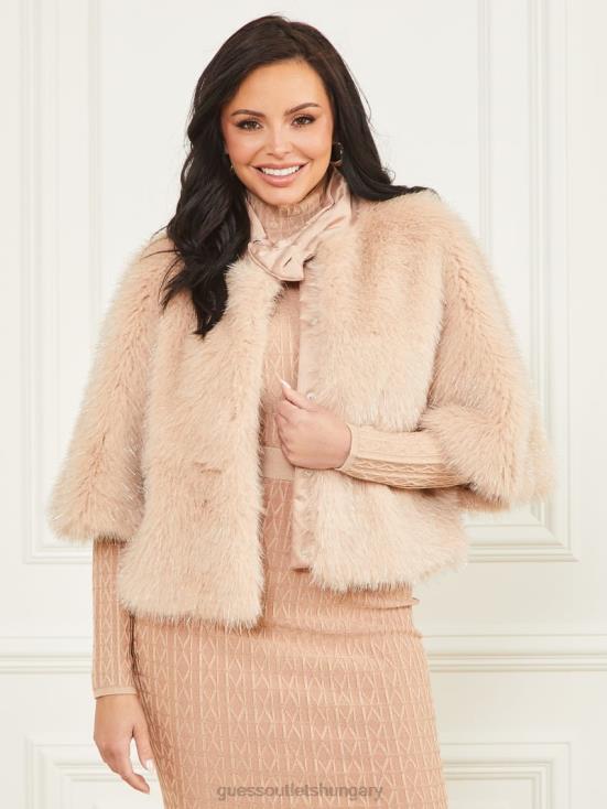 GUESS Pastel Pink With Silver L 8ZX4F1883 Amber Faux-Fur Top