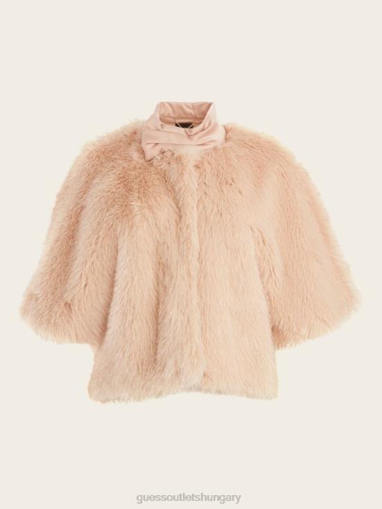 GUESS Pastel Pink With Silver L 8ZX4F1883 Amber Faux-Fur Top