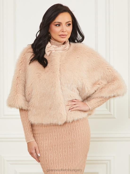 GUESS Pastel Pink With Silver L 8ZX4F1883 Amber Faux-Fur Top