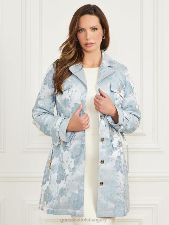 GUESS Soft Blue Flower Jacquard 8ZX4F1824 Golden Floral Trench Coat