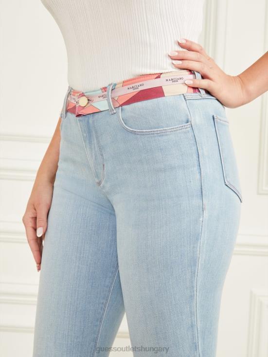 GUESS Light Blue Wash 8ZX4F113 Printed Waist Skinny Denim Pant