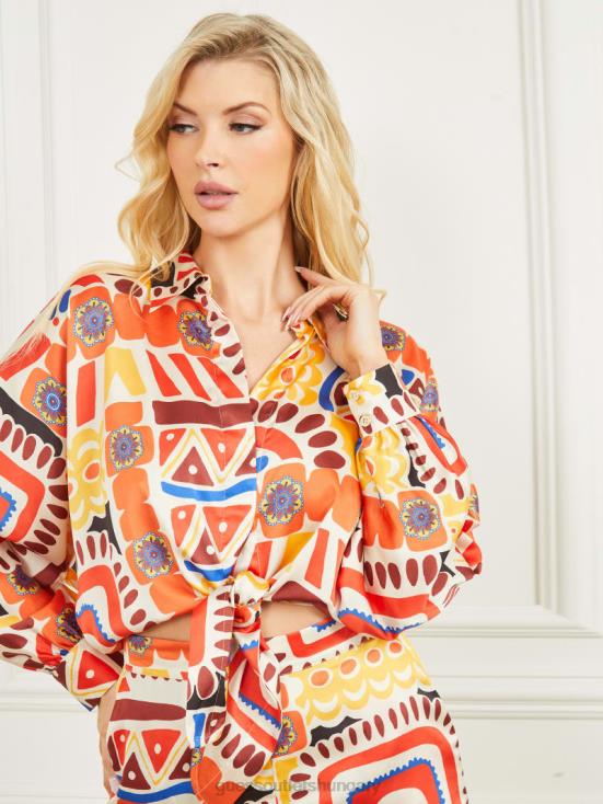 GUESS Carnivale Print 8ZX4F1022 Carnivale Printed Satin Top