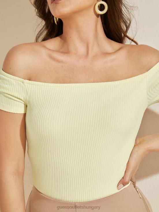 GUESS Cornsilk 8ZX4F1168 Eco Angie Off-the-Shoulder Bodysuit