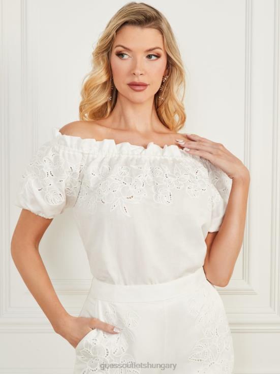 GUESS Pale Pearl 8ZX4F1566 Eco Paradiso Embroidered Top