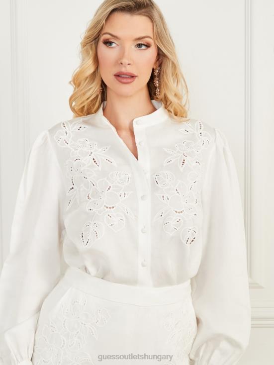GUESS Pale Pearl 8ZX4F1647 Eco Paradiso Embroidered Blouse
