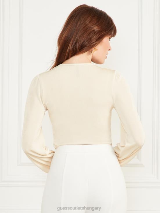 GUESS Pale Pearl Multi 8ZX4F1033 Verona Long-Sleeve Slinky Bodysuit