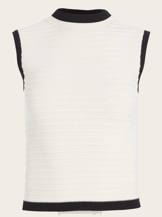 GUESS Sandy Shore/Black 8ZX4F1473 Alba Embossed Striped Top