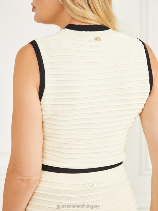 GUESS Sandy Shore/Black 8ZX4F1473 Alba Embossed Striped Top