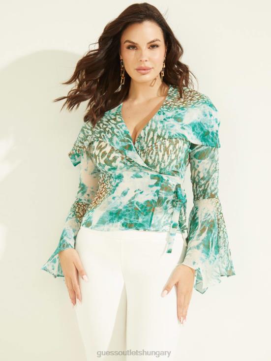 GUESS Underwater Love Teal 8ZX4F1525 Willow Blouse