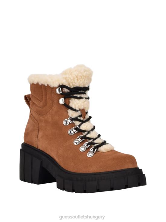 GUESS Chestnut Brown 8ZX4F3538 Kiele Sherpa-Lined Hiker Boots