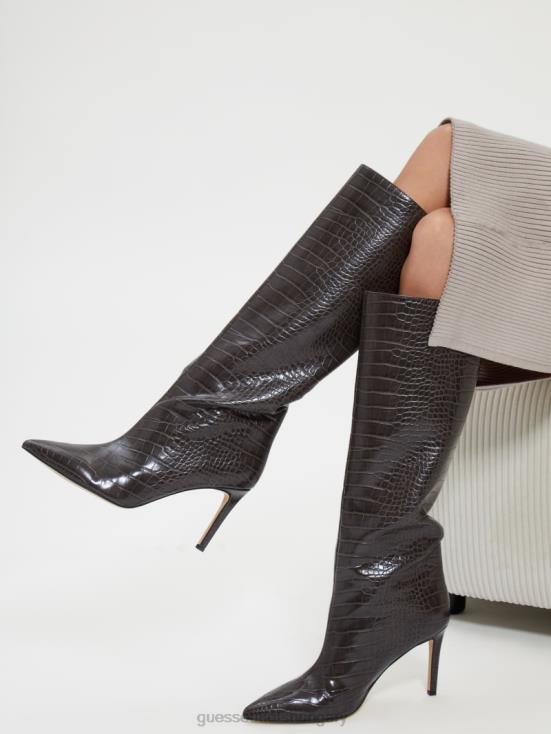 GUESS Dark Brown 8ZX4F3523 Dayton Faux-Leather Knee-High Boots