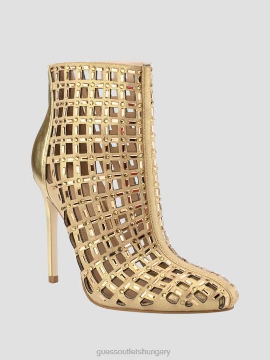 GUESS Gold 8ZX4F3533 Randir Rhinestone Caged Metallic Booties