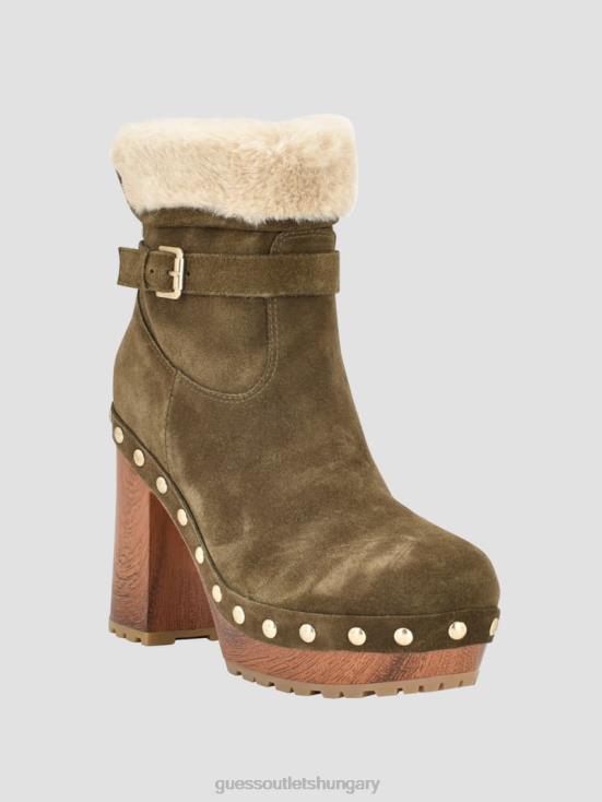 GUESS Medium Green 310 8ZX4F3529 Damina Faux-Fur Lined Booties