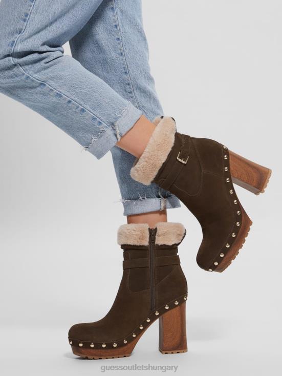 GUESS Medium Green 310 8ZX4F3529 Damina Faux-Fur Lined Booties