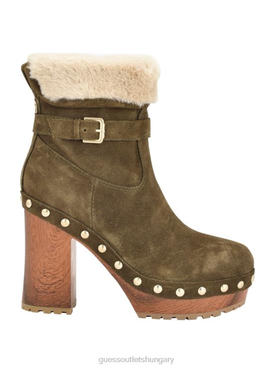 GUESS Medium Green 310 8ZX4F3529 Damina Faux-Fur Lined Booties