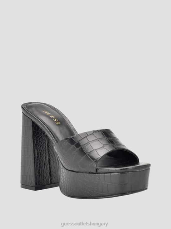 GUESS Black 8ZX4F3386 Jadah Crocodile-Embossed Platform Heels