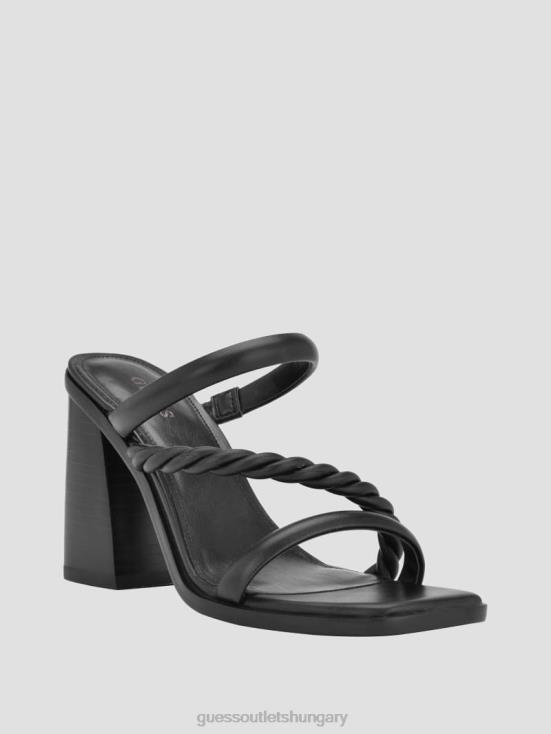 GUESS Black 8ZX4F3411 Barper Strappy Wooden Heel Sandals