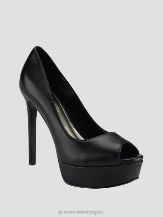 GUESS Black 8ZX4F3415 Cacei Peep-Toe Stiletto Heels