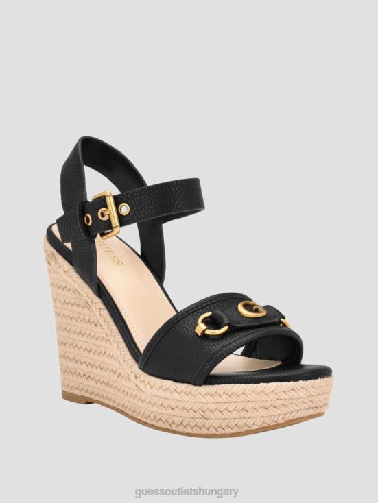 GUESS Black 8ZX4F3460 Hisley Wedge Sandals