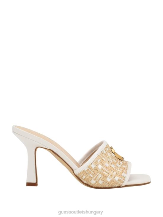 GUESS Light Natural 110 8ZX4F3394 Yana Straw G Logo Heeled Mules