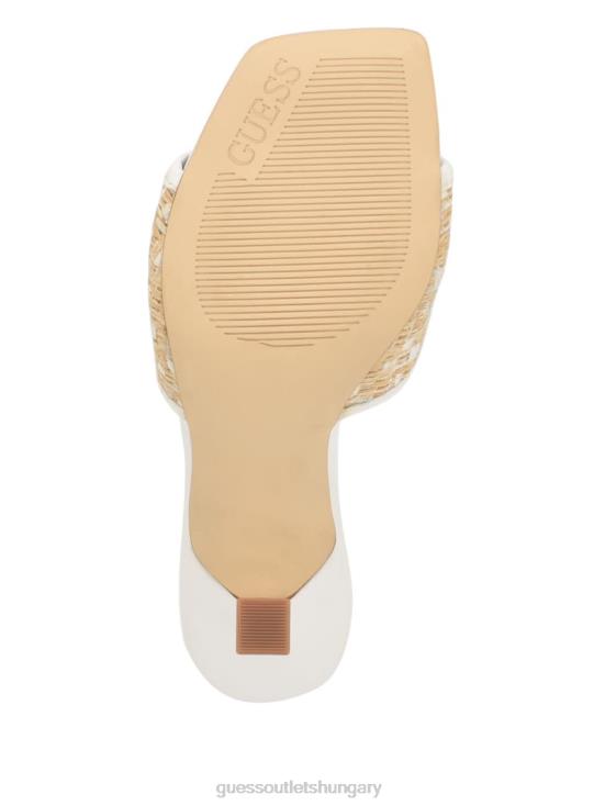 GUESS Light Natural 110 8ZX4F3394 Yana Straw G Logo Heeled Mules