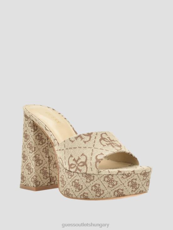 GUESS Medium Brown 8ZX4F3385 Jadah Logo Platform Heels