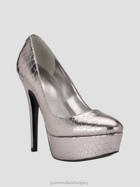 GUESS Pewter 8ZX4F3445 Cador Leather Stiletto Heels