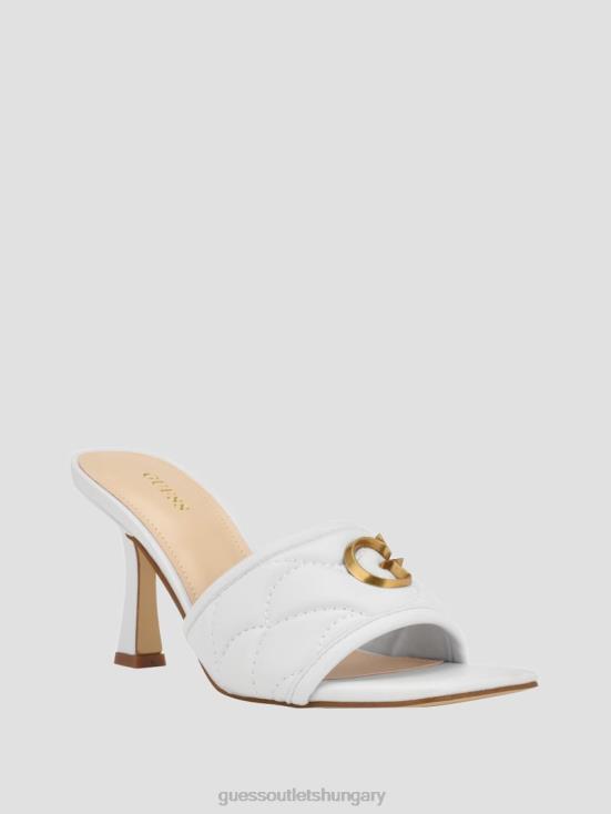 GUESS Wht Floral 8ZX4F3395 Yana G Logo Heeled Mules