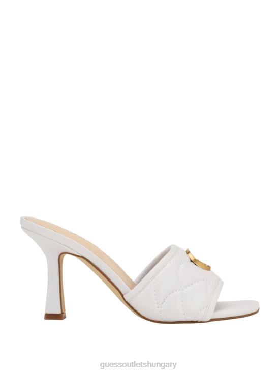 GUESS Wht Floral 8ZX4F3395 Yana G Logo Heeled Mules