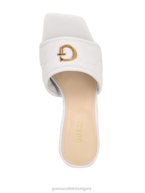 GUESS Wht Floral 8ZX4F3395 Yana G Logo Heeled Mules