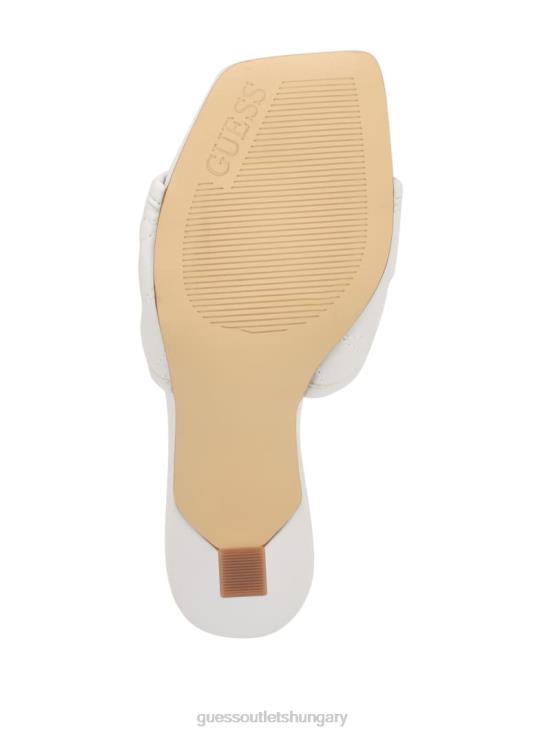 GUESS Wht Floral 8ZX4F3395 Yana G Logo Heeled Mules