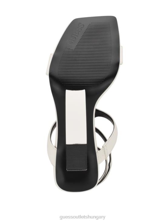 GUESS Wht Floral 8ZX4F3398 Bacio T-Strap Wedge Heels