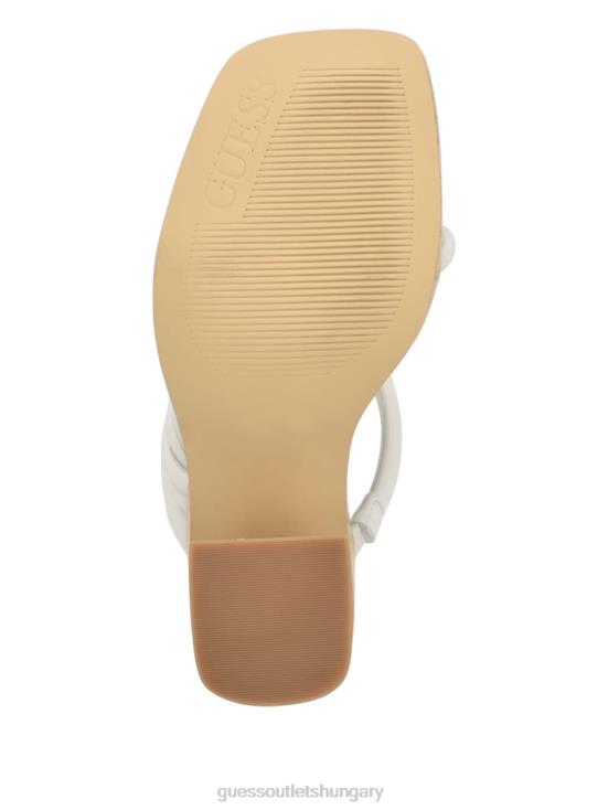 GUESS Wht Floral 8ZX4F3406 Barper Strappy Wooden Heel Sandals