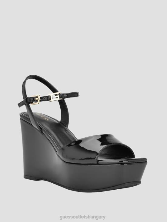 GUESS Black 8ZX4F3419 Zione Patent Wedges