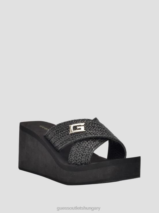 GUESS Black 8ZX4F3467 Danvi Braided Wedge Sandals