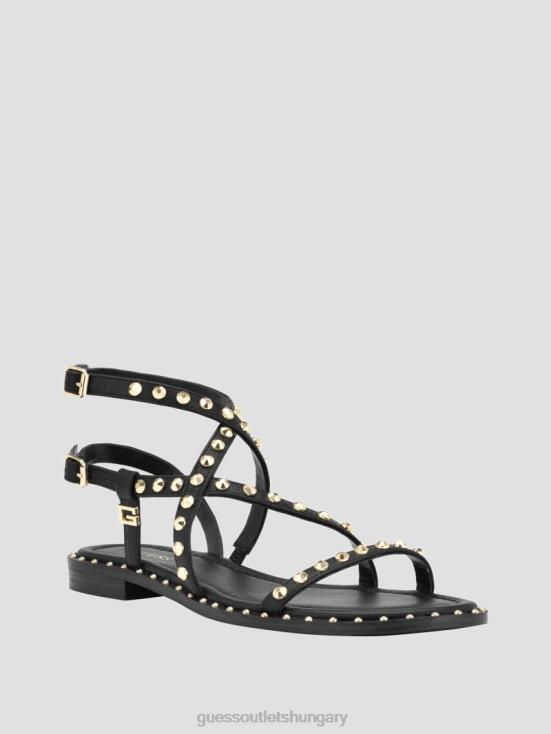 GUESS Black 8ZX4F3473 Yamara Studded Strappy Gladiator Sandals