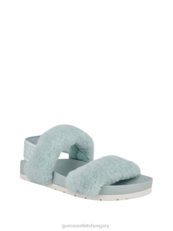 GUESS Blue 8ZX4F3505 Fabin Faux-Fur Sandal