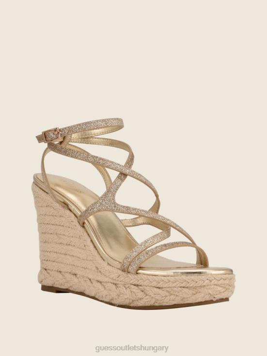 GUESS Gld-1 Gold 8ZX4F3499 Hirani Strappy Espadrille Wedges
