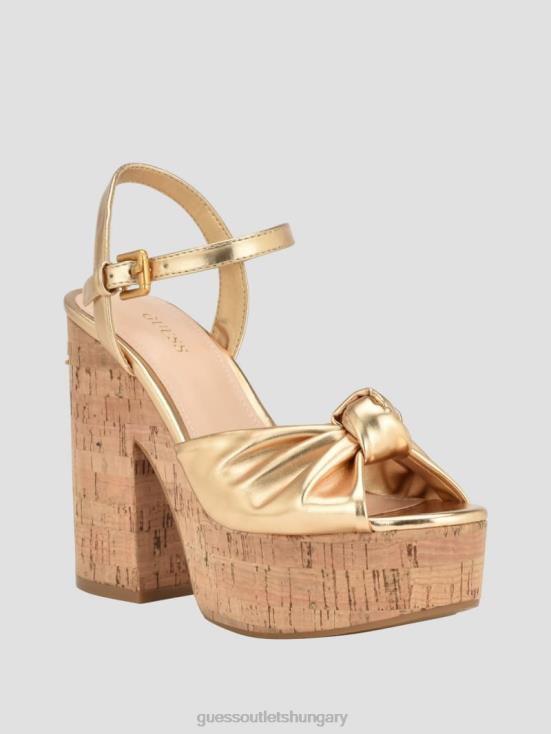 GUESS Gold 8ZX4F3459 Yipster Platform Heeled Sandals