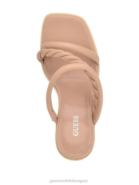 GUESS Light Natural 110 8ZX4F3441 Barper Strappy Wooden Heel Sandals