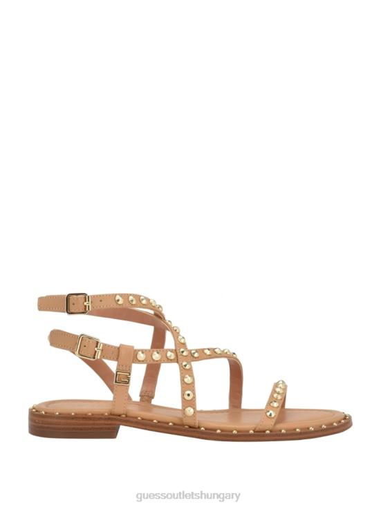 GUESS Light Natural 110 8ZX4F3453 Yamara Studded Strappy Gladiator Sandals