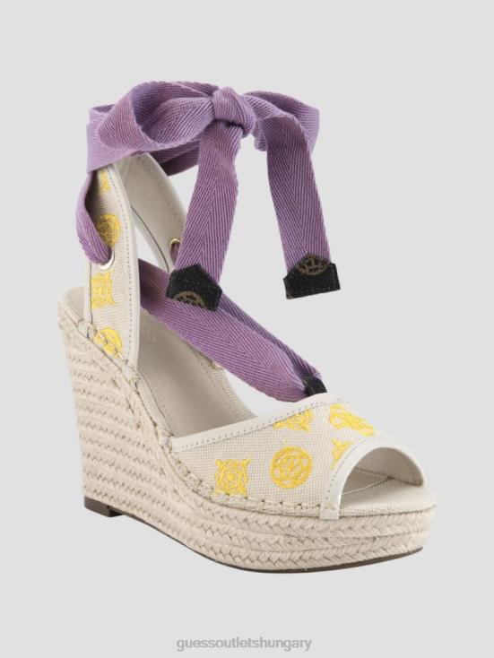 GUESS Light Natural 8ZX4F3490 Halona Tie Espadrille Wedges