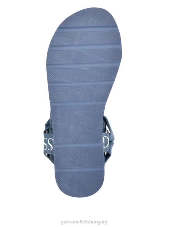 GUESS Medium Blue Fabric 8ZX4F3493 Avin Logo Strap Platform Sandals