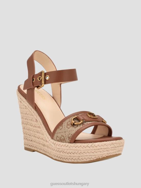 GUESS Medium Brown 8ZX4F3443 Hisley Wedge Sandals