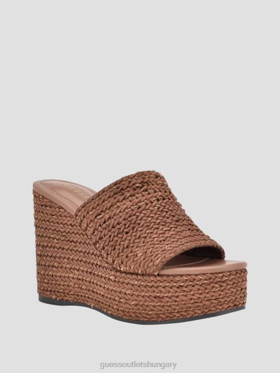 GUESS Medium Brown 8ZX4F3462 Yenisa Woven Wedged Sandals