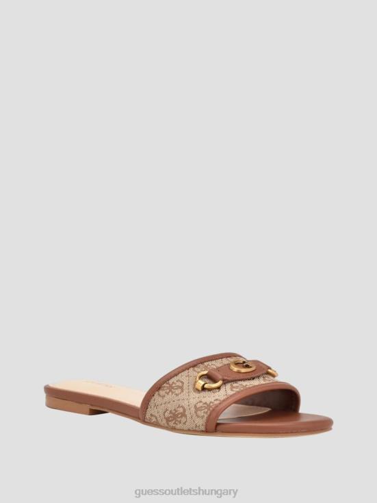 GUESS Medium Brown 8ZX4F3476 Hammi Logo Slide Sandals