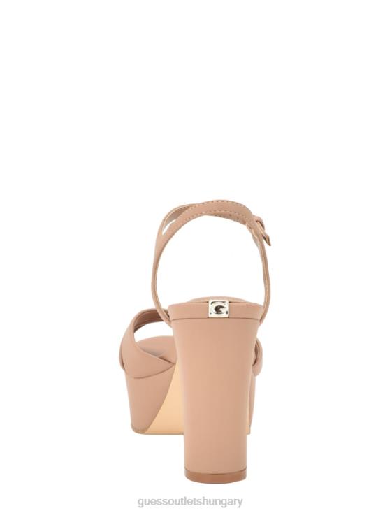 GUESS Medium Natural 101 8ZX4F3387 Haylo Crisscross Platform Block Heels